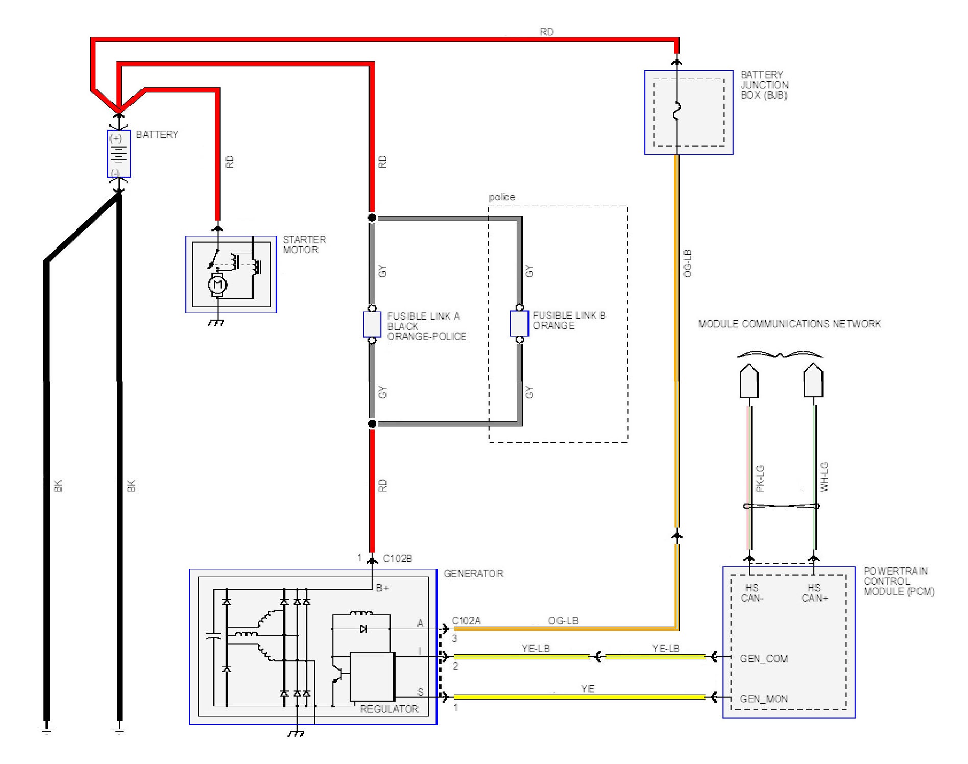 Alternator Charging System Wiring Diagrams | Body of ... 99 ford ranger alternator wiring diagram 